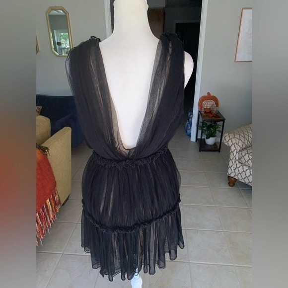 Anthropologie x Zeta Size 2 Tali Black Mesh Mini Dress - Picture 3 of 11